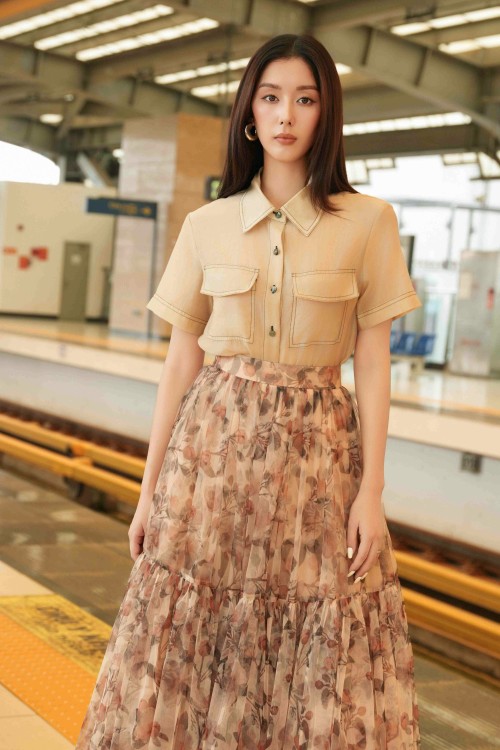 Sixdo Light Brown Organza Shirt